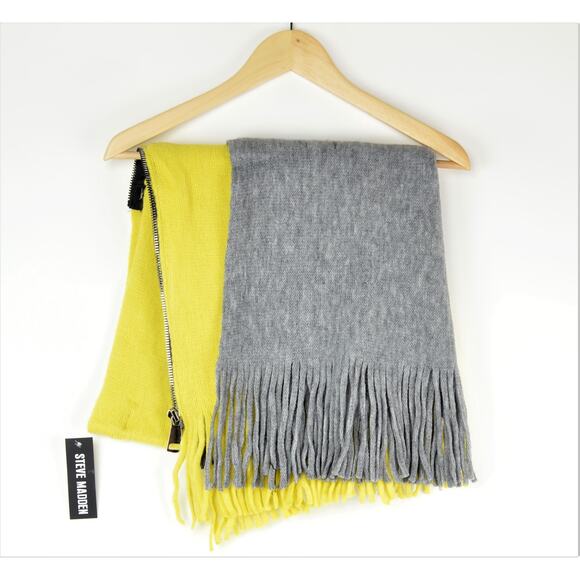 New!  Steve Madden Women's Soft Knit Zipper Front Fringe Wrap Shawl - Picture 5 of 5